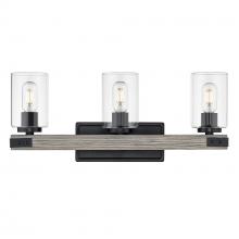  7808-BA3 BLK-CLR - Lowell 3-Light Bath Vanity in Matte Black with Clear Glass Shade